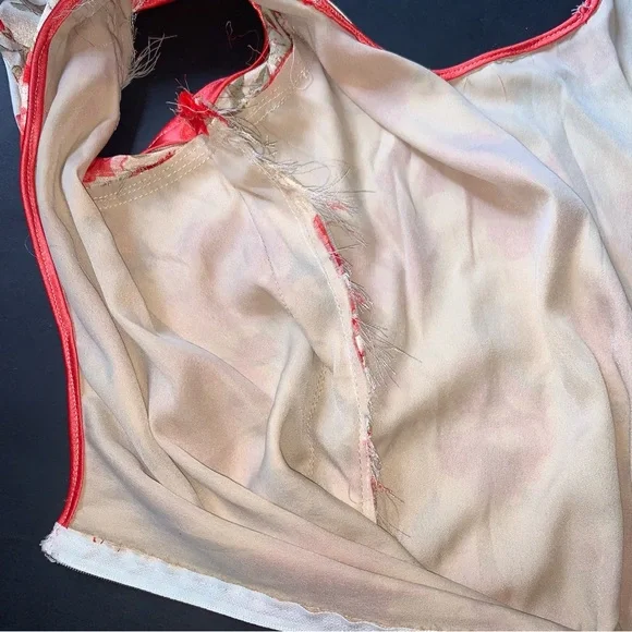 v i n t a g e :: Silky Handmade Floral Rose Flower Satin Dress - Picture 8 of 13